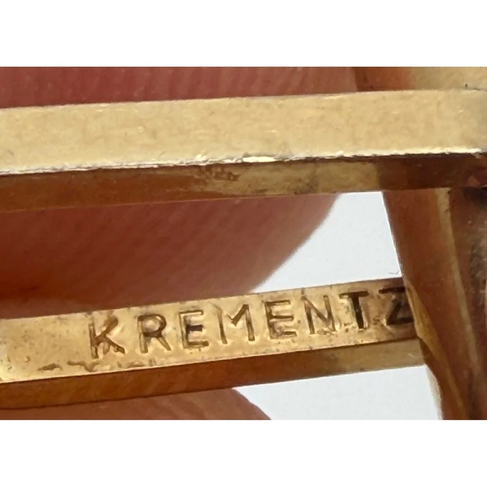 Krementz Vintage Gold Tone Monogram S Square Cufflinks Amber Cabochon Accents